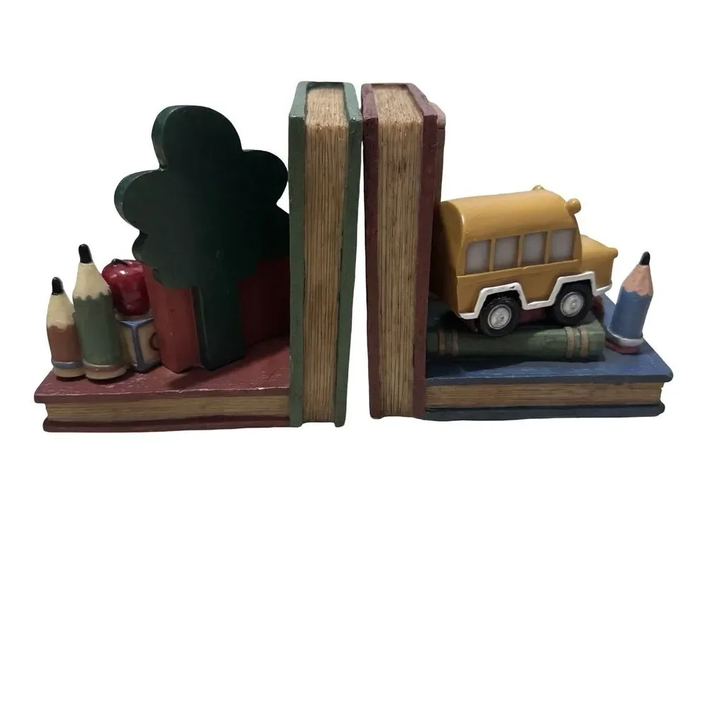 TEACHER‎ ABC SCHOOL HOUSE & BUS CHILDREN'S BOOK ENDS